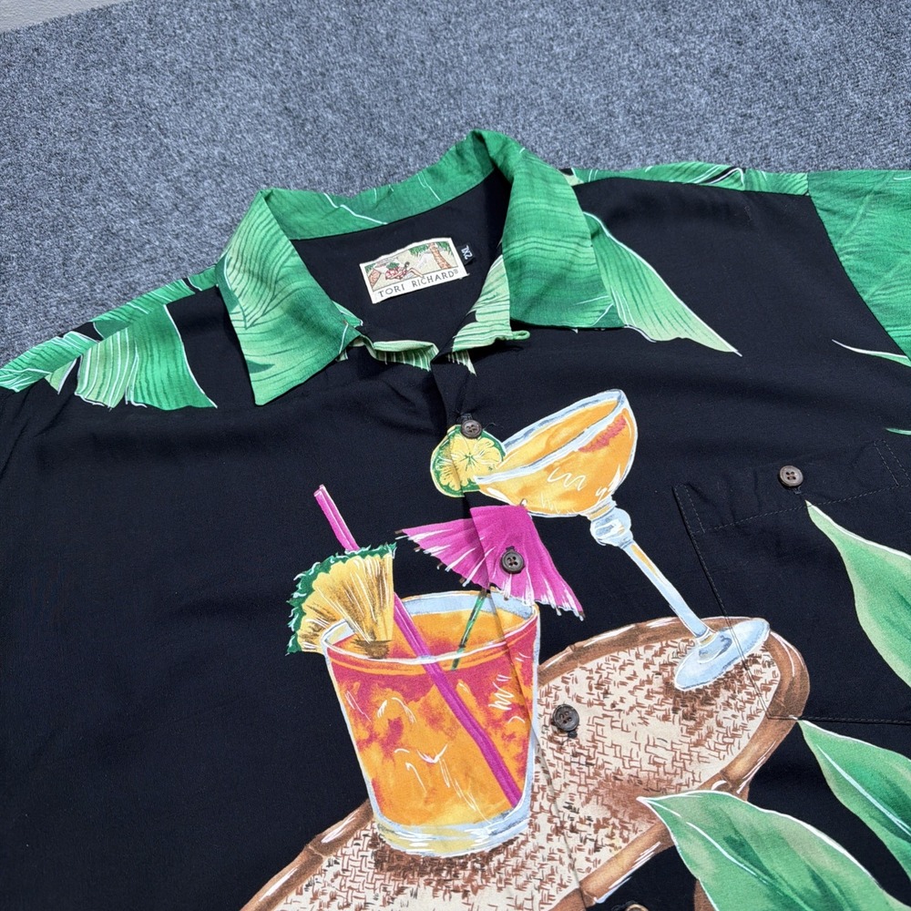 Vintage Tori Richard Hawaiian Camp Shirt Mens 2XL Rare Aloha Mai Tai Drinks MINT